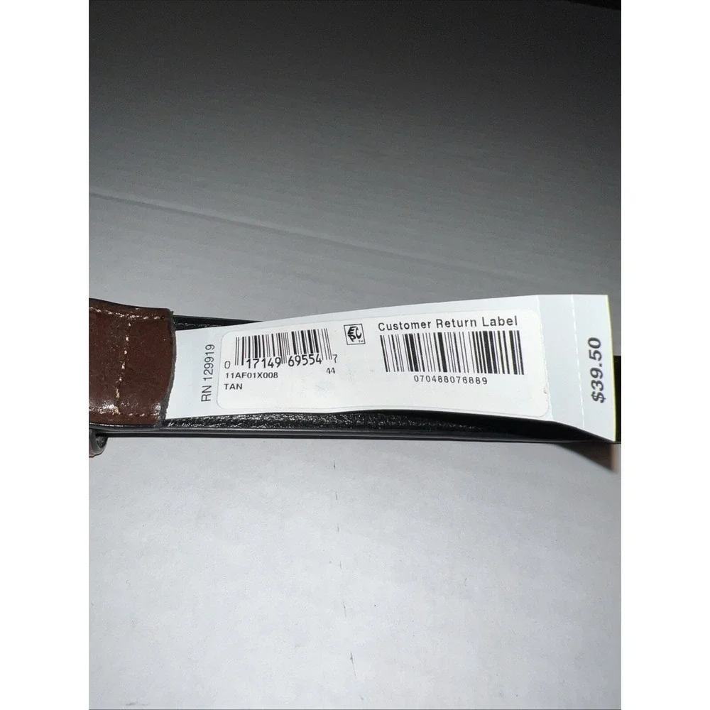 Alfani‎ Faux Leather Dress Belt Tan Brown Silver Buckle Men's SZ 44 NWT